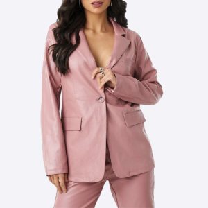 8 Pink Womens Leather Blazer